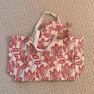 Brand New Clarins Tote and Makeup Bag Set